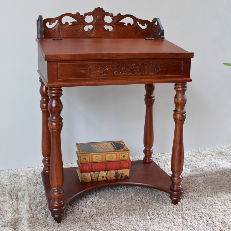 International Caravan Windsor Hand Carved Small Wood Writing Desk & Reviews Wayfair